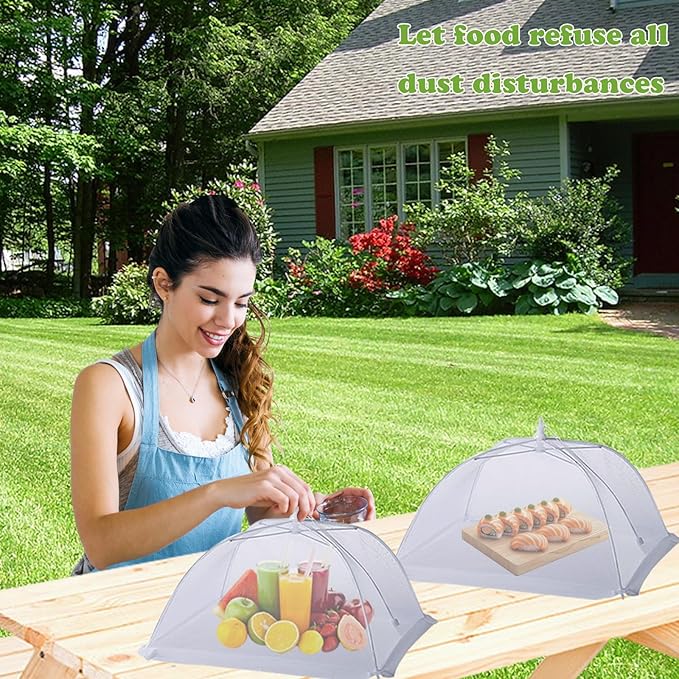 6 Pack Food Covers for Outside Mesh, Food Nets for Outdoors Large Food Covers, Food Tents Screen Outside,Reusable Pop-Up Umbrella Food Nets for Picnics, Parties, BBQs