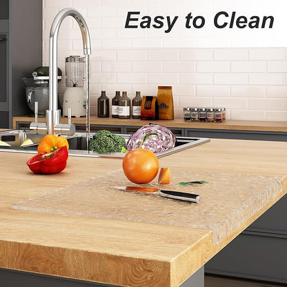 JJL Acrylic Cutting Board with Counter Lip, Anti-Slip, 16 x 12.5 Inches, Texture, Perfect for Cutting Bread, Meat, and Vegetables, Ideal Choice for Kitchen Countertop Décor