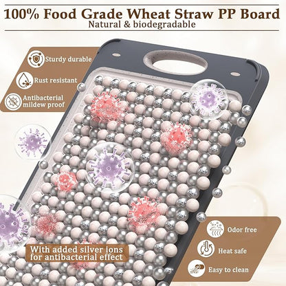 GUANCI Cutting Board for Kitchen Double Sided 304 Stainless Steel Chopping Board Food-Grade Stainless Steel and Wheat Straw PP Samll Size 14’’×9.6’’ Easy to Clean - Image 4