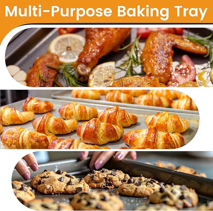 6 Pack Big Size Baking Sheet Pan, Aluminum Commercial Cookie Sheet Pan, Durable & Anti-Stick 15”x 21” - Image 8