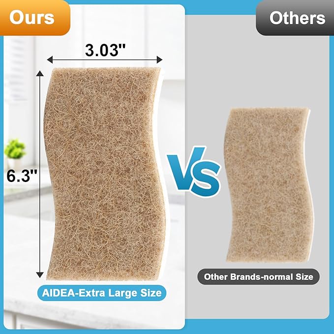 AIDEA XL Scrub Sponges Non-Scratch, 6Count, Large Natural Sponge for Non Stick Cookware, Sponges Kitchen, Cellulose Cleaning Sponge for Dishes, Kitchen, Bathroom, Household - Image 2