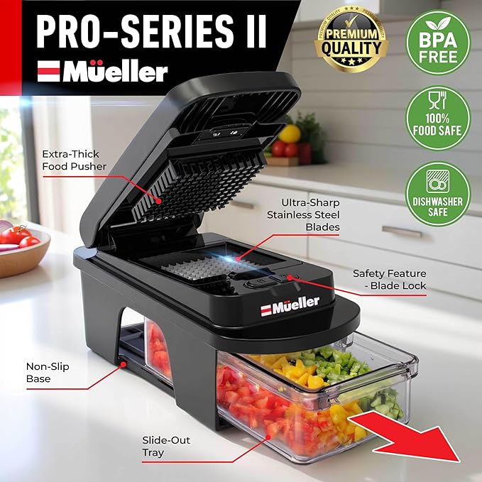 Mueller ULTIMATE 12 Blade Vegetable Chopper, Mandoline Slicer and Spiralizer, Dicer, Grater, Kitchen Essentials & Accessories, Black - Image 2