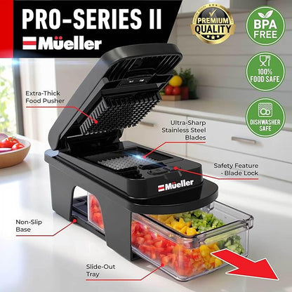 Mueller ULTIMATE 12 Blade Vegetable Chopper, Mandoline Slicer and Spiralizer, Dicer, Grater, Kitchen Essentials & Accessories, Black - Image 2