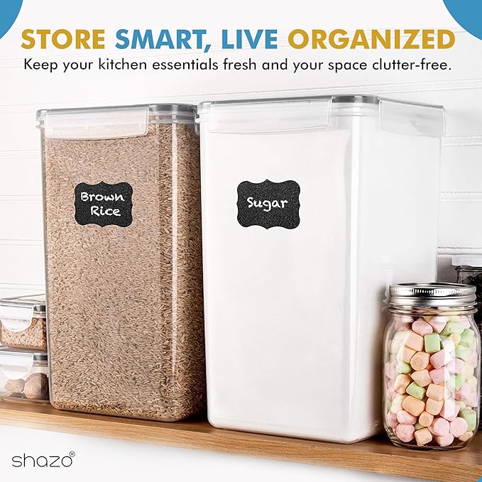 Shazo 2 PC (9.5L | 321 Oz) Extra Large Bulk Food Storage Containers with Airtight Lids for Flour, Sugar, Rice, Cereal & Pasta - Leakproof, BPA-Free Plastic Canisters for Kitchen & Pantry Organization - Image 8