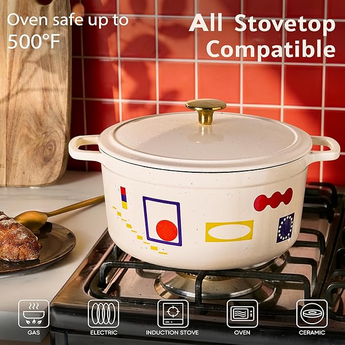 CAROTE 5QT Cast Iron Dutch Oven Pot with Lid - Image 5