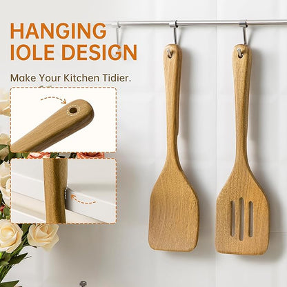 2 Pcs Wooden Cooking Utensils Set ，Wooden Spoons for Cooking, - Image 4