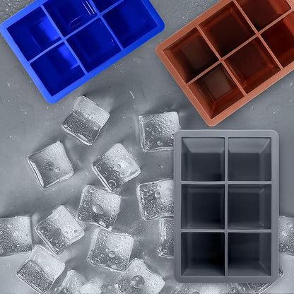 Excnorm Silicone Ice Cube Trays 3 Pack - Large Size Silicone Ice Cube Molds with Leak Proof Removable Lid Square Ice Cube Tray And BPA Free for Cocktail,Whiskey, Stackable Flexible Ice - Image 6