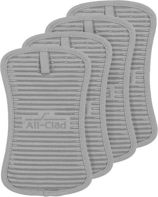 All-Clad Premium Pot Holder & Hot Pad: Heat Resistant to 500 Degrees - 100% Cotton, 10"x6.25" Hot Pad for Kitchen and Barbeque, 4-Pack, Titanium by All-Clad
