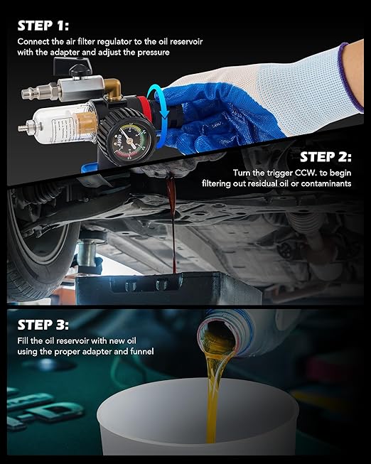 Orion Motor Tech 23pc Oil Funnel Set, 2.2 qt Funnel for Engine Oil Change with 15 Adapters Funnel Necks & Angled Extension Air Filter Regulator, Oil Filler Funnel Kit Compatible with Toyota Ford More
