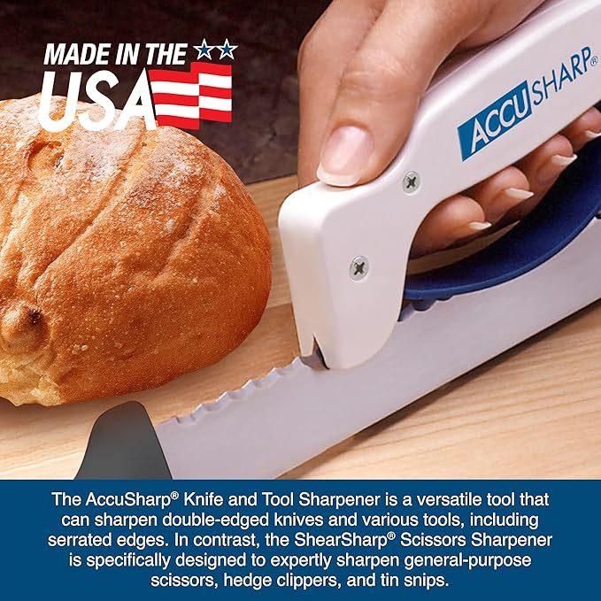 AccuSharp Hand-Held Carbide Blade Sharpener & ShearSharp Scissor Sharpener, Restores and Hones Straight & Serrated Knives, Revives the Edge of General Purpose Scissors - Image 6