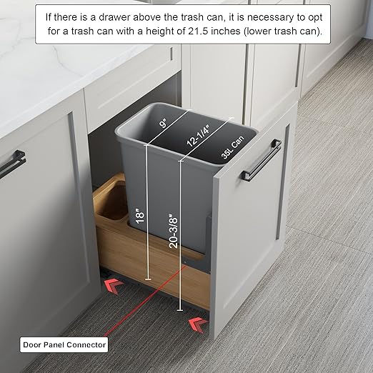 Dowell Single 35Qt Undermount Trash Pull-Out Waste Container with Full Extension Soft-Close Slides, Bottom Mounted, Face Frame/Frameless Min. Cabinet Opening: 12-1/2 Inch Wide-4008 0115 35 - Image 3