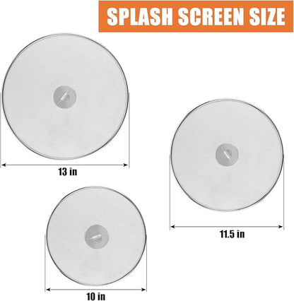 3-Pack Splatter Screens for Frying Pan - 10", 11.5", 13" Stainless Steel Grease Splatter Guard with Foldable Knob, Ultra-Fine Mesh, Rust-Free - No Oil Mess, No Burns, Ultra Fine Mesh - Image 3