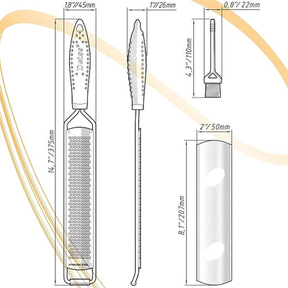 Deiss PRO Citrus Zester & Manual Cheese Grater - Parmesan, Lemon, Ginger, Garlic, Nutmeg, Chocolate - Sharp Stainless Steel Blade - Dishwasher Safe