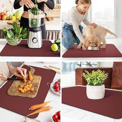 WISELIFE Dish Drying Mat Super Absorbent Drying Mat Large Dish Drying Mats for Kitchen Counter Easy Clean Dish Mat Kitchen Drying Mat18"x 28" Classic Red - Image 6