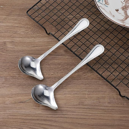 2 Pcs Gravy Ladle with Pour Spout 7.8'' Stainless Steel Small Ladle Sauce Soup Spoon 1 Ounce Small Drizzle Ladles for Cooking Serving Canning