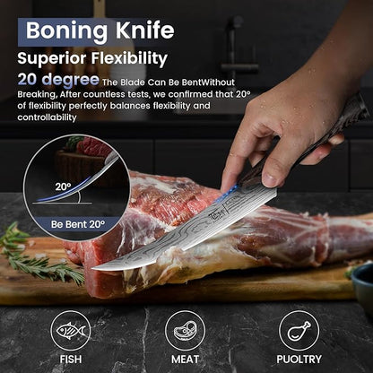 SYOKAMI Butcher Knife Set, 3 PCS Kitchen Knives Set for Cutting, Meat Cleaver Chef Knife Set, Japanese Style High Carbon Steel Knives Set, Chopping & Slicing & Boning for Home and BBQ, Gift for Mom