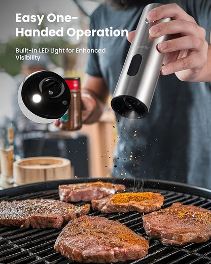 Electric Salt and Pepper Grinder Set with Rechargeable Base - Upgraded Large Capacity, Refillable Pepper Mill Set with LED Light & Adjustable Coarseness, Ideal for Kitchen, Outdoor, BBQ & Gift Giving - Image 4
