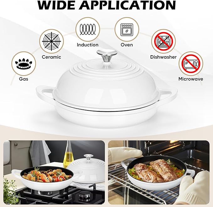 Bread Dutch Oven for Sourdough Baking (5.5 QT), Joyfair Enameled Cast Iron Dutch Oven Pot with Lid, Sourdough Bread Pan with Heavy Duty Dual Handles, Non-Stick & Even Heat, Oven-safe up to 500°F White - Image 5