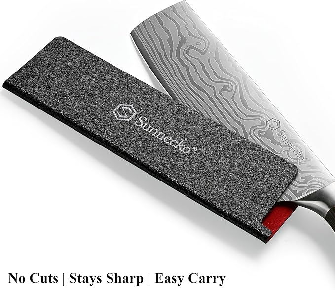 Sunnecko Japanese Nakiri Knife 7 Inch - Carbon Steel Chef Knife Vegetable Cleaver with Sheath, Kitchen Gift for Home Cooks, Professional Kitchen Knife Gift Box - Image 9