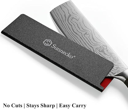 Sunnecko Japanese Nakiri Knife 7 Inch - Carbon Steel Chef Knife Vegetable Cleaver with Sheath, Kitchen Gift for Home Cooks, Professional Kitchen Knife Gift Box - Image 9
