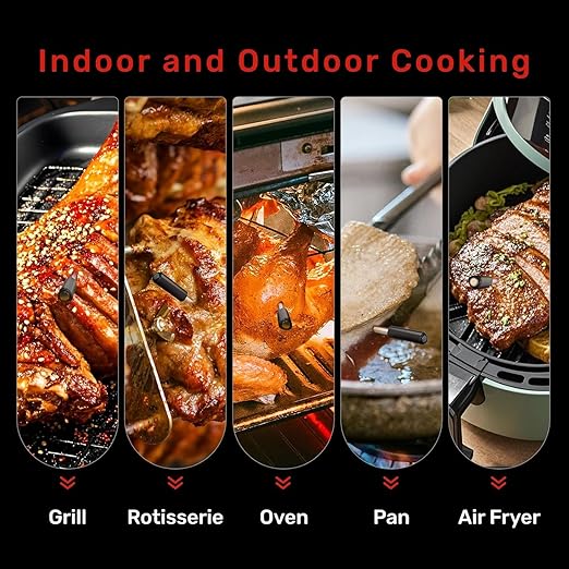 WiFi Wireless Bluetooth Meat Thermometer Digital, Smart AI Powered Cooking Thermomer with APP Control, IP67 Waterproof Meat Probe for BBQ, Oven, Grill, Smoker (Pro)