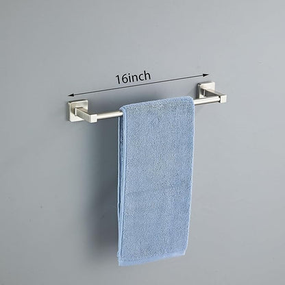 Brushed Nickel Bathroom Hardware Set 4 Pieces,Towel Bar Set Stainless Steel Wall Mounted, Includes 16In Hand Towel Bar, Towel Ring, Robe Towel Hooks,Toilet Paper Holder, Bathroom Towel Rack Set… - Image 2