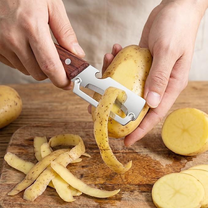 Multifunctional Vegetable Peeler for Kitchen & Bottle Opener,2 in 1 Stainless Steel Paring Knife for Fruit Veggie,Kitchen Gadgets for Sugar Cane Potato Fruit Pineapple Pumpkin Veggie Peeler(2 PCS) - Image 8