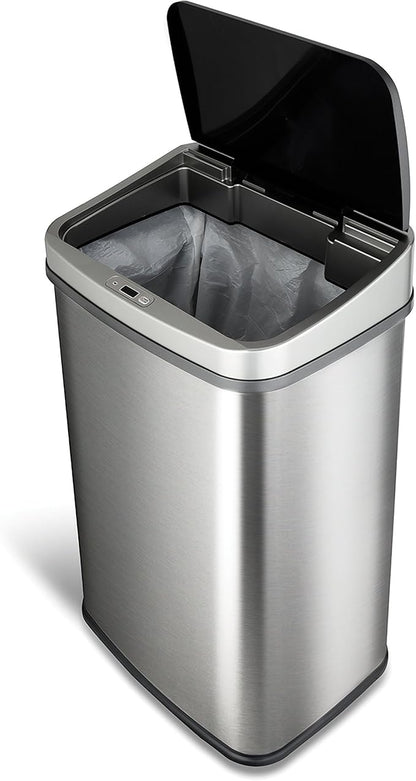 Ninestars DZT-50-28BR Automatic Touchless Motion Sensor Rectangular Trash Can, Black Top, 13 Gal. 49 L., Brush - Image 4
