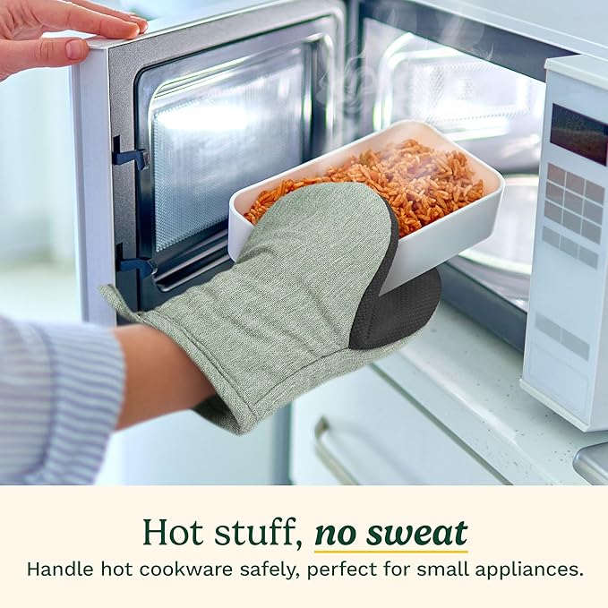 Cuisinart Mini Oven Mitts – 5.5” x 7” Heat-Resistant Kitchen Mitts for Oven with Non-Slip Neoprene Palm, Cotton Filling, and Fabric Loop – Durable Oven Mitt Set for Cooking & Baking (Chambray) - Image 2