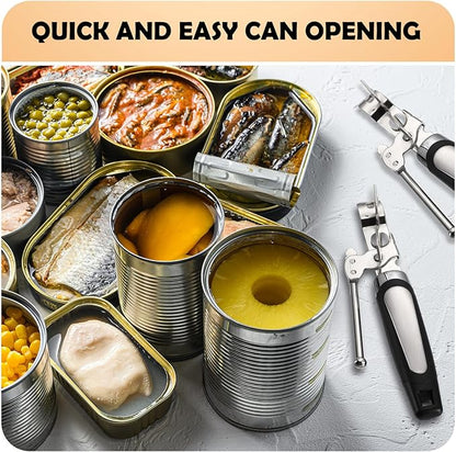 Gisafai 10 Pcs Can Opener Manual Bulk Smooth Edge with Sharp Blade and Soft Non Slip Grip Handle Heavy Duty Handheld Safety Can Opener, Black and Silver - Image 5