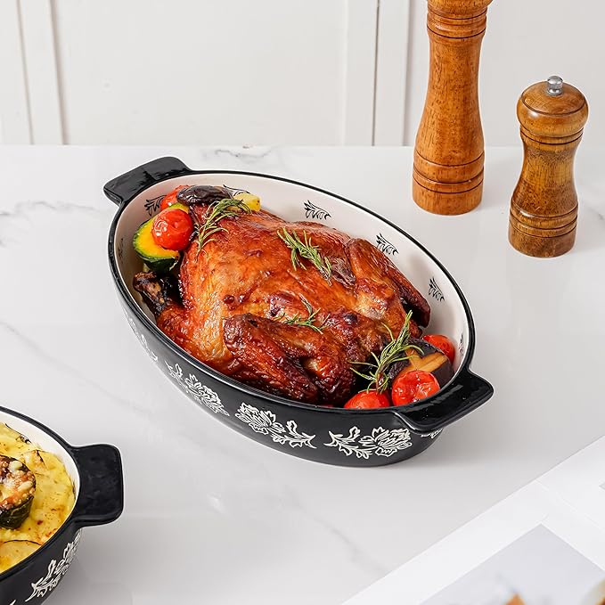 Wisenvoy Casserole Dish Baking Dish Ceramic Au Gratin Baking Dish Lasagna Pan Oval Casserole Dishes for Oven - Image 6