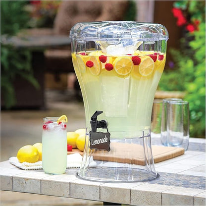 Buddeez 3.5 Gallon Clear Drink Dispenser - Built In Ice Cone and Spigot for Easy Pouring - Party-Perfect Serving Station with Chalk Board Tag - Image 6