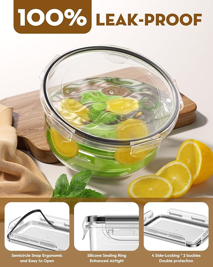 40 PCS Food Storage Containers with Lids Airtight (20 Containers & 20 Lids), 100% Leakproof Meal Prep Container Set for Kitchen Storage, BPA-free, PVC-free Reusable Plastic, Microwave/Dishwasher Safe - Image 4