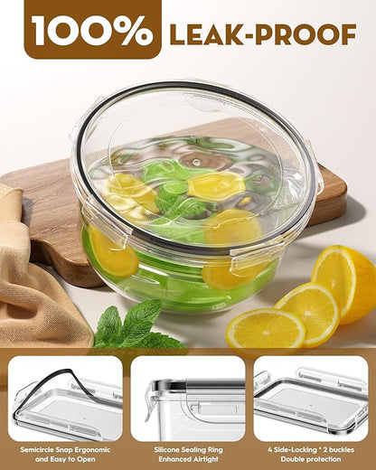 40 PCS Food Storage Containers with Lids Airtight (20 Containers & 20 Lids), 100% Leakproof Meal Prep Container Set for Kitchen Storage, BPA-free, PVC-free Reusable Plastic, Microwave/Dishwasher Safe - Image 4