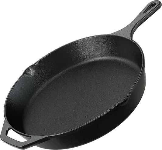 Utopia Kitchen Premium Cast Iron Skillets 12 Inch, Chef's Pan, Pre-Seasoned Frying Pan, Stovetop, Oven, Campfire and Grill Large Skillet, Even Heat Distribution Multipurpose Cast Iron Pan - Black by UTOPIAKITCHEN
