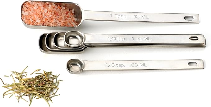 RSVP International Endurance Stainless Steel Spice Measuring Spoons, Set of 6 | 1/8 tsp to 1 Tbsp Measurements | Nest for Easy Storage | Dishwasher Safe | Dry or Liquid | Baking or Cooking - Image 6