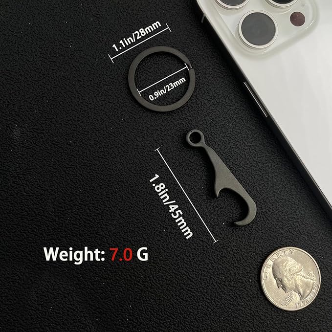Titanium Bottle Opener, Small Keychain Beer Bottle Opener Can Opener with Stainless Steel Key Ring 2 Packs(Black)