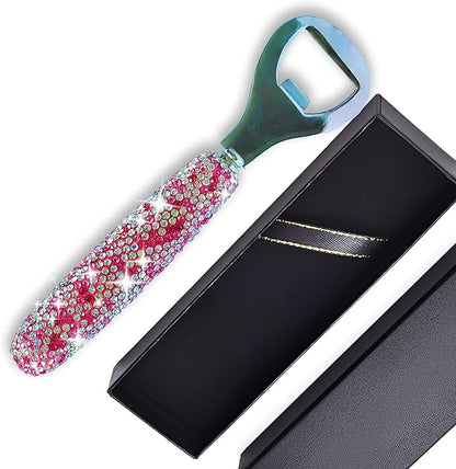 Handcrafted Pink Crystal Bling Beer Opener – Sparkle Diamond Bottle Openers for Home Bar, Bartenders, Party, Wedding Gift, Glitter Accessory for Women & Men