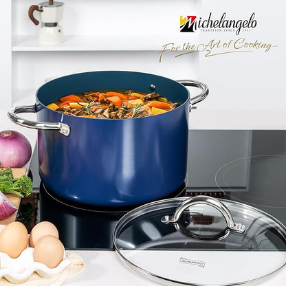 MICHELANGELO 10 Quart Stock Pot with Lid, Non Toxic Cooking Pot, Ceramic Soup Pots with Lid, Non Stick Pot with Stainless Steel Handle, Induction Compatible - Image 7
