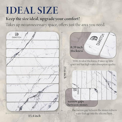 Stone Drying Mat for Kitchen Counter – Super Absorbent Stone Dish Drying Mat, Foldable & Quick Dry, Diatomaceous Earth Mat for Dish & Bottle, Ideal for Kitchen - 23.6" x 15.4", White - Image 3