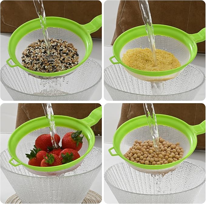 Luckyiren Kefir Strainer Set, 2-Size Plastic Non-Metal Sieve with Fine Mesh for Kefir Grains, Milk Kefir, Water Kefir & Kombucha - Durable, Food Grade & Easy Clean, Green - Image 7