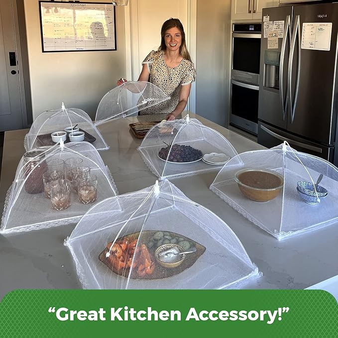 Simply Genius Mesh Food Covers - 12-Pack, 17in x 17in, White - Outdoor Kitchen & Picnic Accessories - Hosting Essentials for Glamping & Tailgating - Image 6