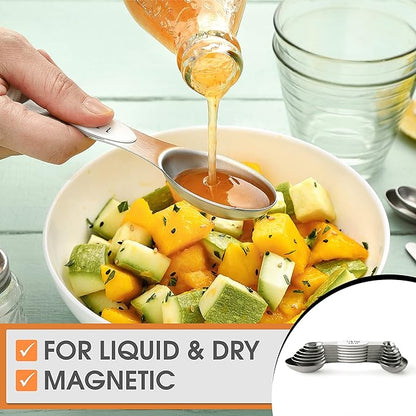 Spring Chef White Stainless Steel Magnetic Measuring Spoons Set of 8 with Leveler, Dual Sided Metal Teaspoon & Tablespoon Measuring Spoons, Fits in Spice Jars, Kitchen Gadgets for Baking & Cooking - Image 7