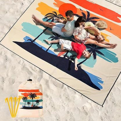 WIWIGO Beach Blanket Waterproof Sandproof Beach Mat 79" X 83"/10'x9'for 2-8 Adults Quick Drying Outdoor Picnic Mat Beach Accessories for Travel, Camping, Hiking - Image 6