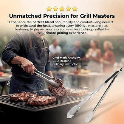 Kona Premium Stainless-Steel Locking Grill Tongs 18 inch, Sturdy, Heavy Duty Tongs - Great for Cooking, Grilling, and Barbecue (BBQ) - Image 6