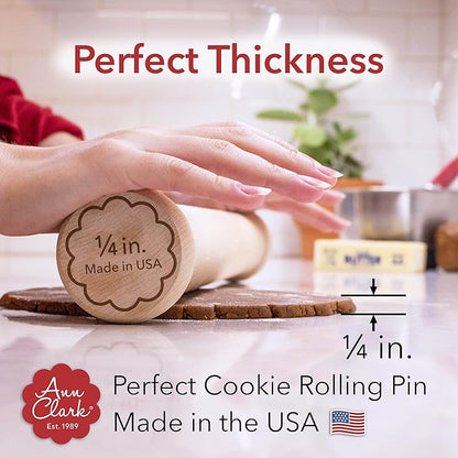Perfect Cookie Rolling Pin 1/4-in. Fixed Depth Hardwood Made in the USA by Ann Clark - Image 3