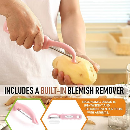 Spring Chef Premium Swivel Vegetable Peeler, Soft Grip Handle and Ultra Sharp Stainless Steel Blades - Perfect Kitchen Peeler For Veggie, Fruit, Potato, Carrot, Apple - Pink Lemonade - Image 5