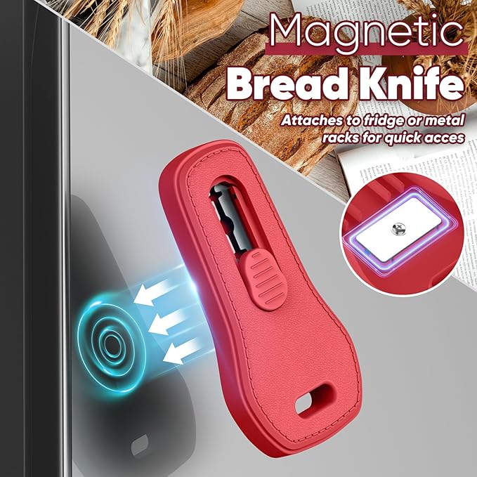 24SHEN Bread Lame, Sourdough Scoring Tool with Extractable & Magnetic, Sour Dough Tools Sourdough Cutter for Homemade Bread Making, Scoring Knife Include 5 Razor Blades-Blue & Red - Image 5