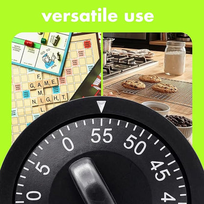 60 Minute Wind Up Timer, Visual Mechanical Timer, from 0 to 60 Minutes, for Kitchen, Hair Color Processing, Tanning Time, Kids' Home and Classroom Activities or Timeouts, Black - Image 6