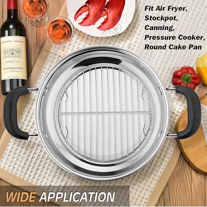 P&P CHEF Round Cooking Rack, 3 Pcs Stainless Steel Baking Cooling Steaming Grilling Rack, Fits Air Fryer/Stockpot/Pressure Cooker/Round Cake Pan, Oven & Dishwasher Safe (7.5 Inch) - Image 5